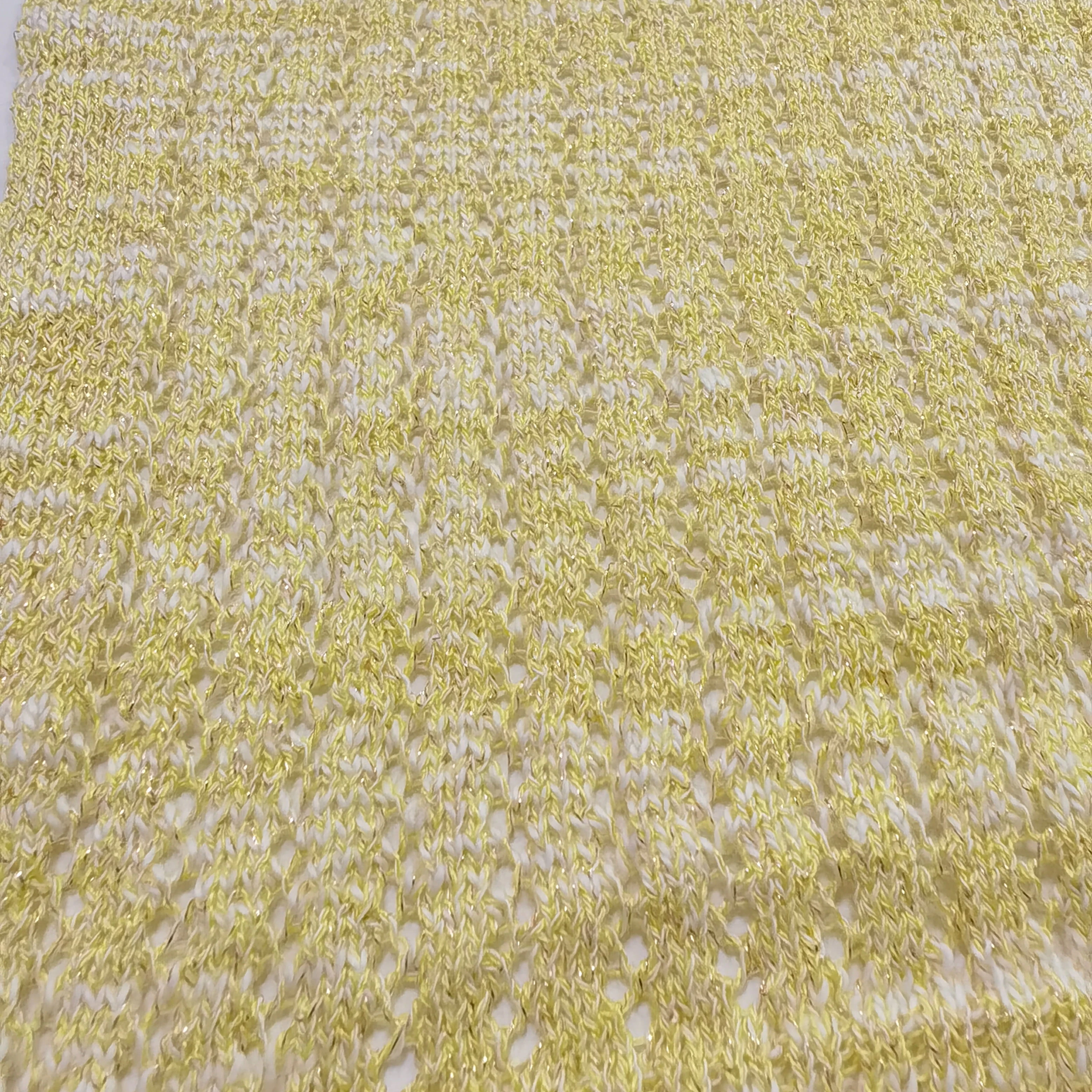 Novelty Yarn 51% cotton 34% viscose 15% gold silk blended yarn 1/17NM gold silk bamboo Small belly