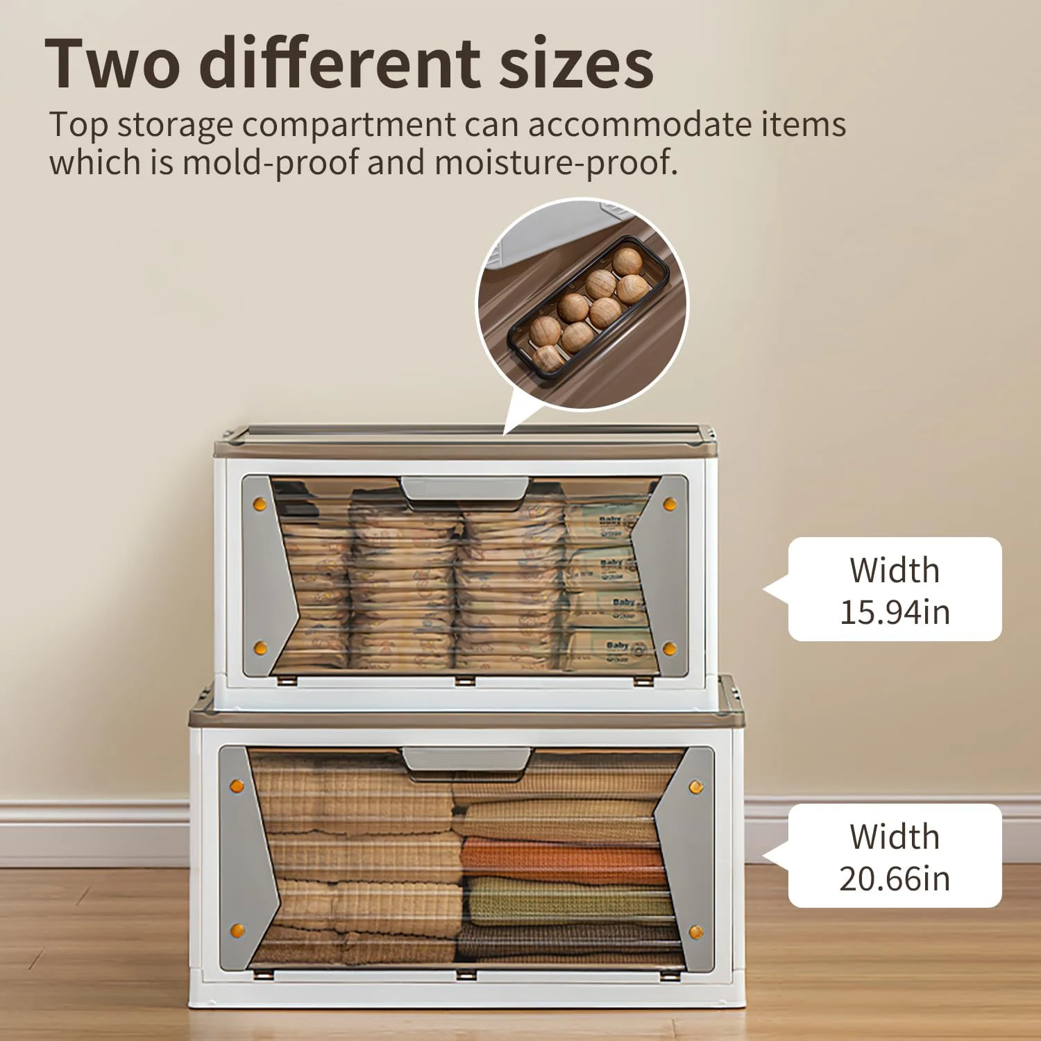 Stackable Storage Organizer With Wheels Storage Containers with Lids Collapsible Box With Handle for Bedroom Living Room Kitchen