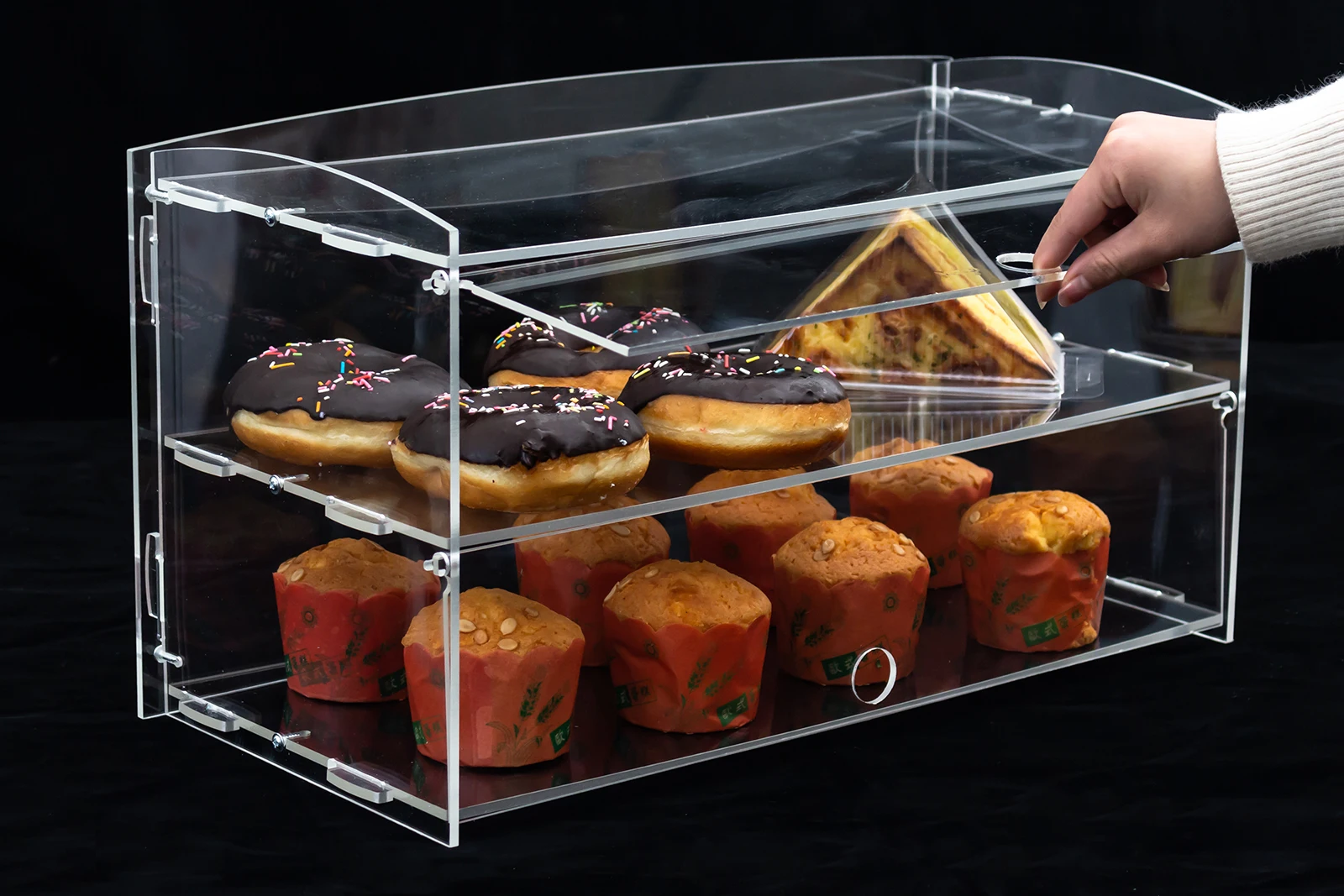 Transparent Acrylic Cake and Bread Display Cabinet Desktop Dustproof Cabinet Cake Display Cabinet Bread Rack Baking Rack