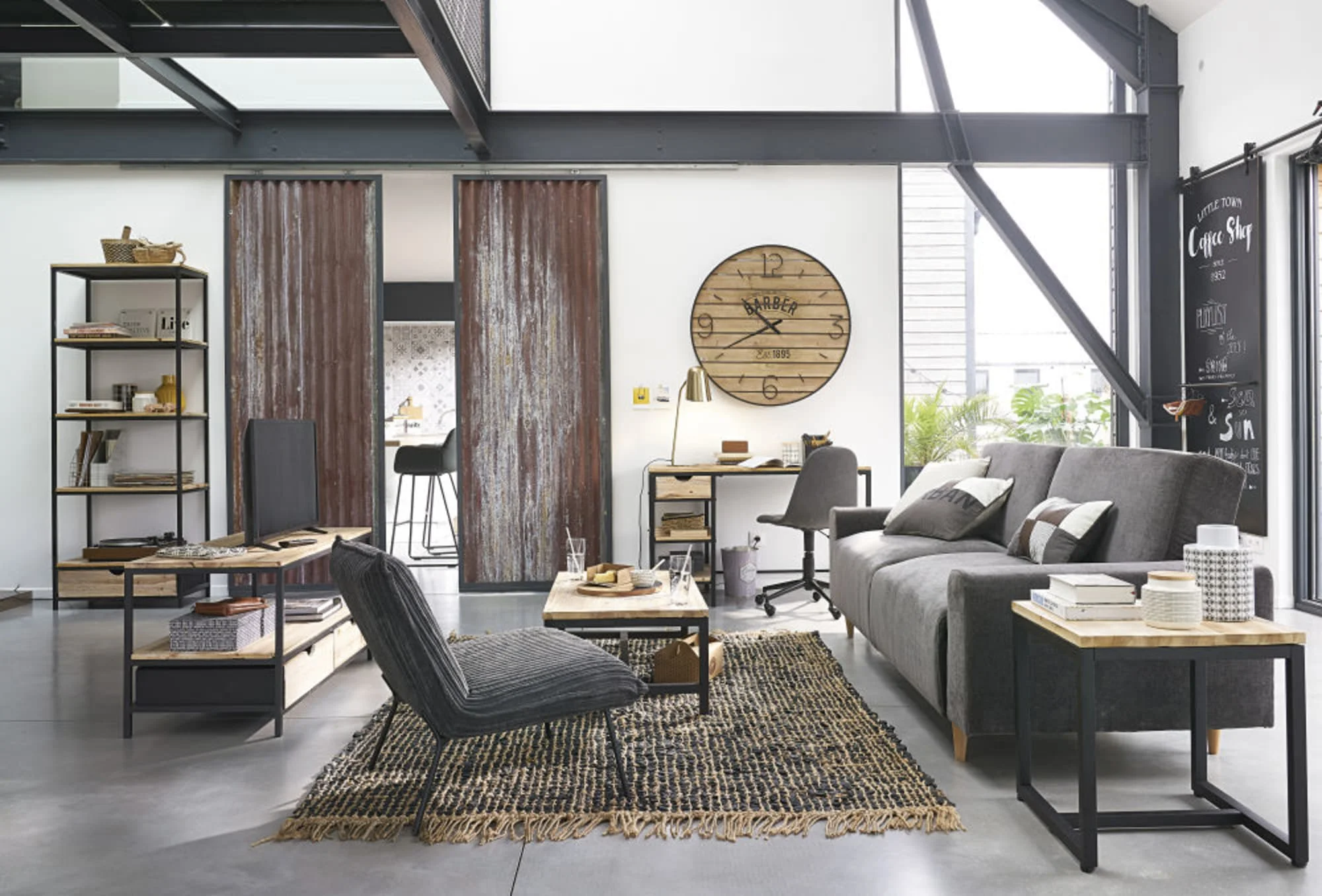 Modern Metal Legs Wood Top Cheap Home Industrial Office Black Computer Desk With Drawer Shelves