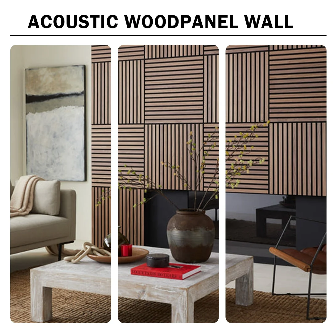 Mini 600mm Decorative Panels Walnut Acoustic for Bedroom Decor Sound Insulation Wood Panel Acoust Soundproof