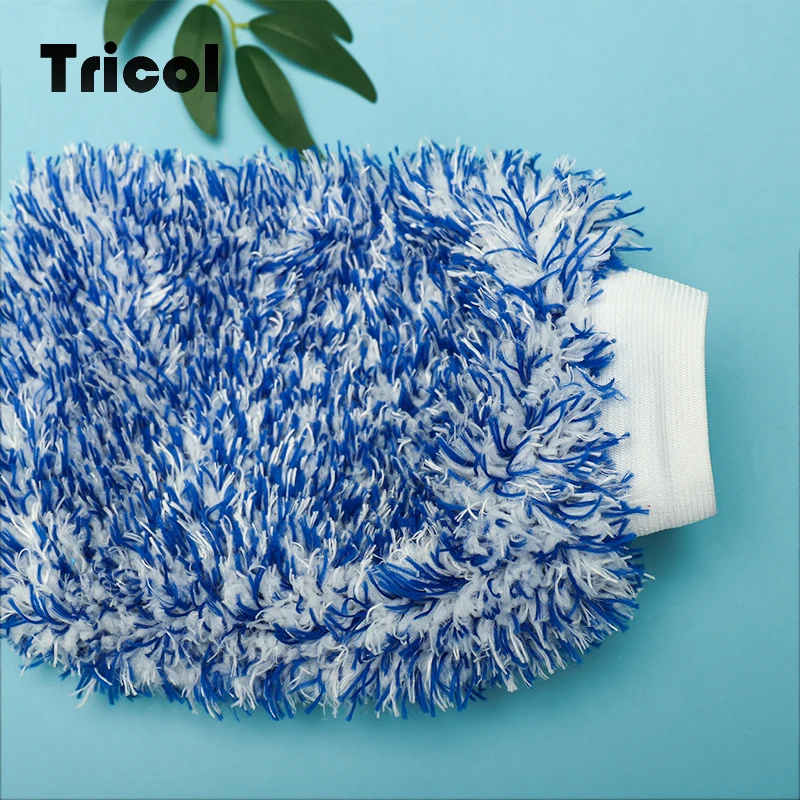 Factory Price Bule/Red Cleaning Car Wash Glove Microfiber Cut Resistant Microfiber Glove