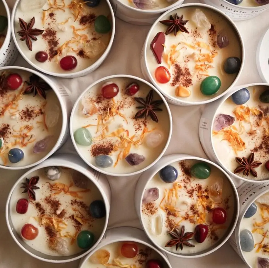 top sale wholesale spiritual gemstone herbal intention crystal scented candles