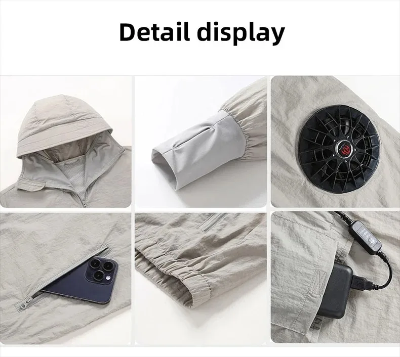 2024 Summer Outdoor Cooling Clothing Air Conditioning Coat Cool Work Wear Jacket Smart USB Charging Fan Cooling Jacket
