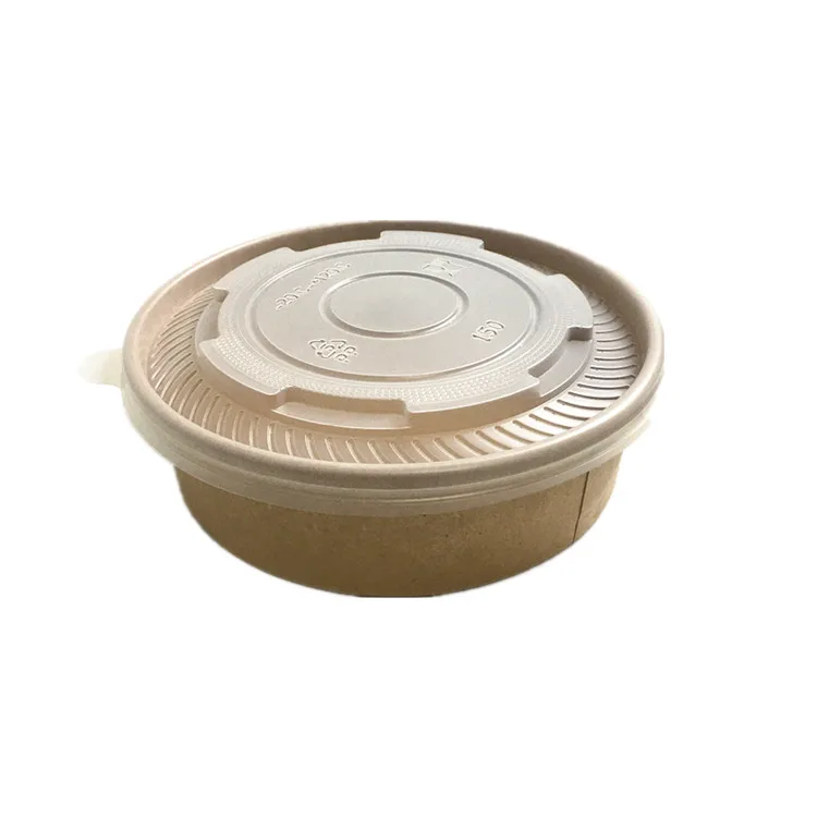 Оптовая одноразовый контейнер для упаковки еды крафт-бумага чаша с крышкой