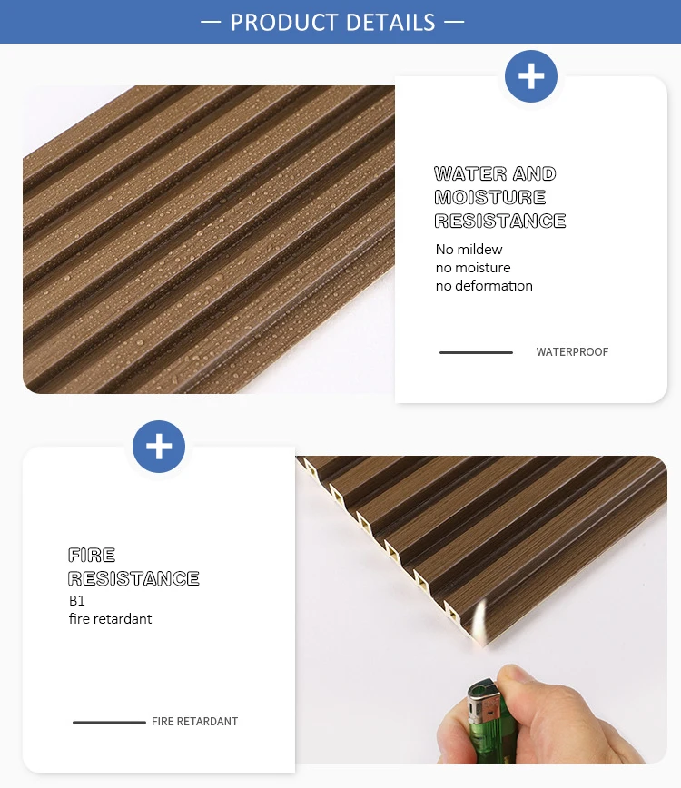 Pvc wpc wall panels interior decoration fluted wall panel wpc great wall panel Wood Plastic Composite building materials