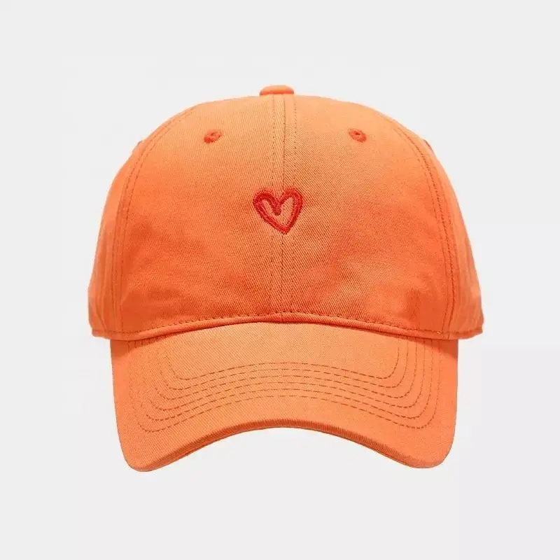 Factory wholesale spring cotton soft top simple small love embroidered baseball cap solid color couple visor