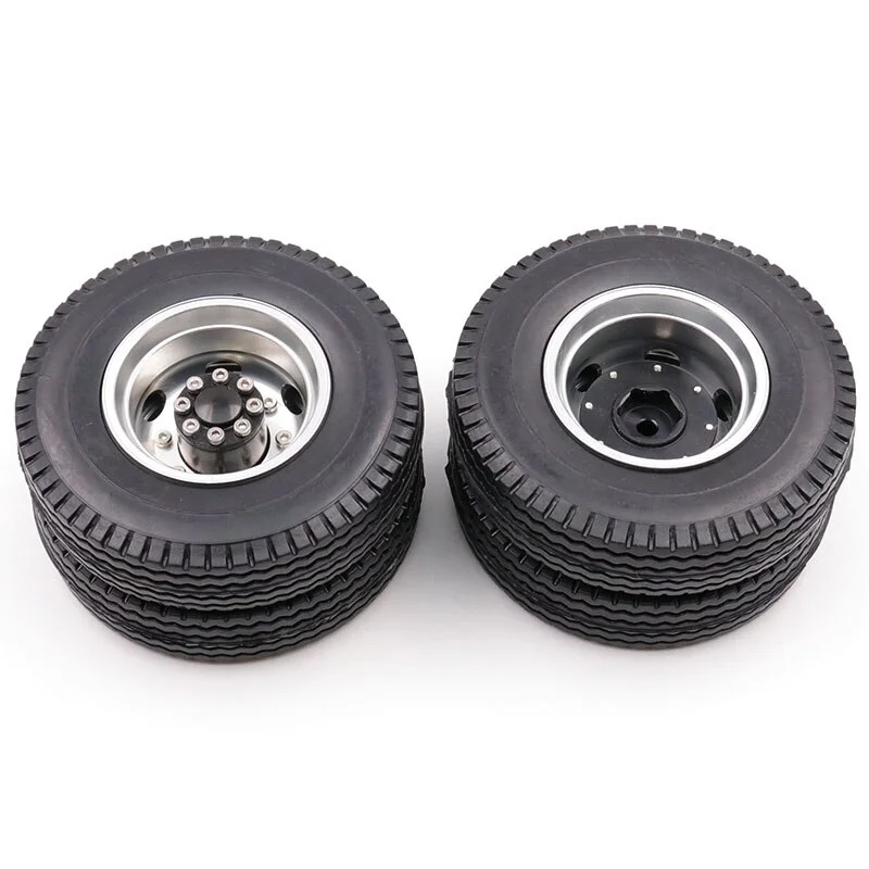 1 пара 1/14 RC тракторный прицеп грузовик Tamiya резиновые шины металлические алюминиевые Легкосплавные запчасти задние Резиновые Колесные диски