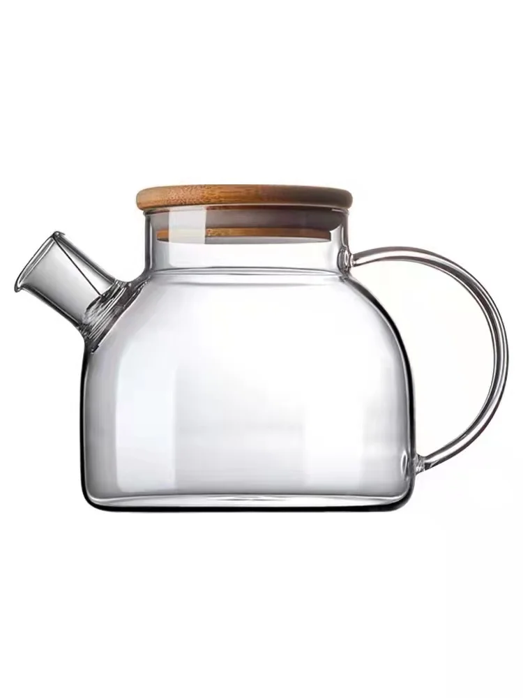 hot wholesale high borosilicate heat-resistant clear glass kettle teapot warmer glass tea jug giftset