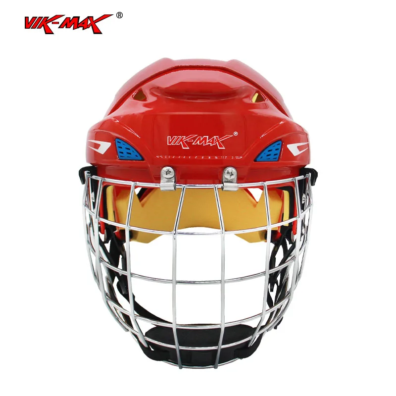 High quality red color ice hockey helmet hockey sport memory cotton lining protective hockey helmet