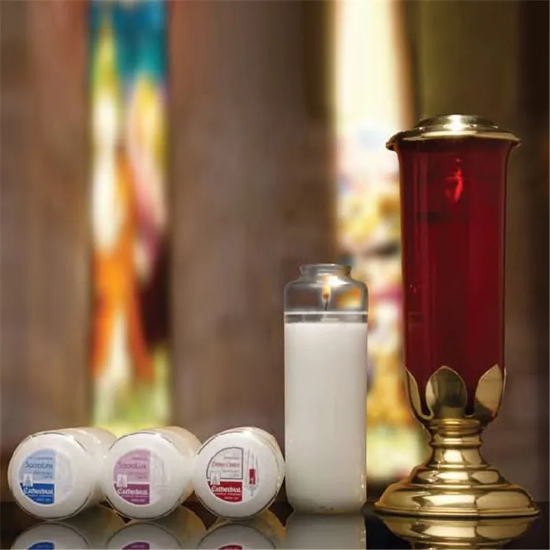High Quality For Church Or Prayer In Stock Wholesale Flameless 12 Inch Glass Religious Candles