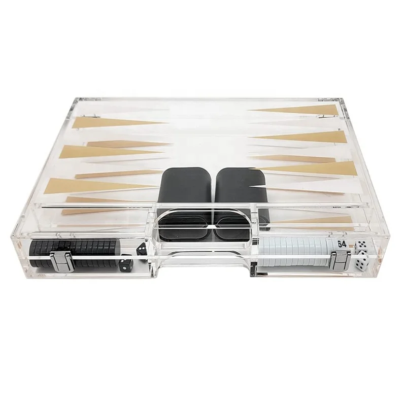 Luxury custom acrylic backgammon game family travel chess board game set  perspex backgammon game acrylic