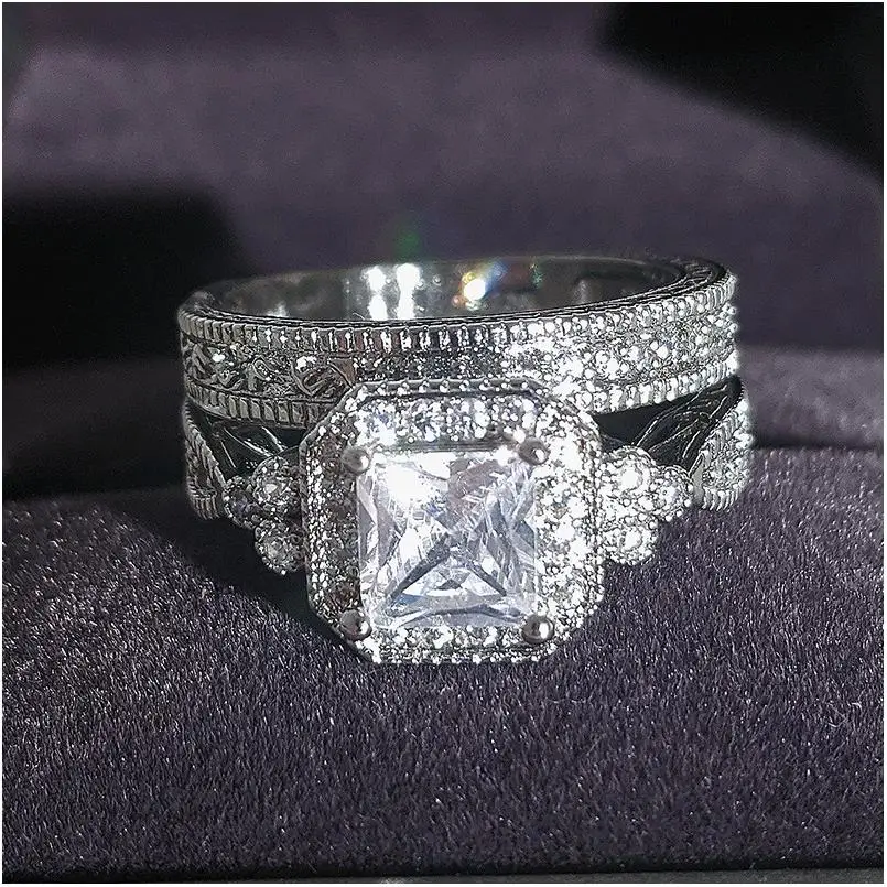 Moissanite Silver Ring Finger 2 Carat Adjustable Design Cubic Zirconia Engagement Mens Black Blood Sugar Control Ring Diabetes