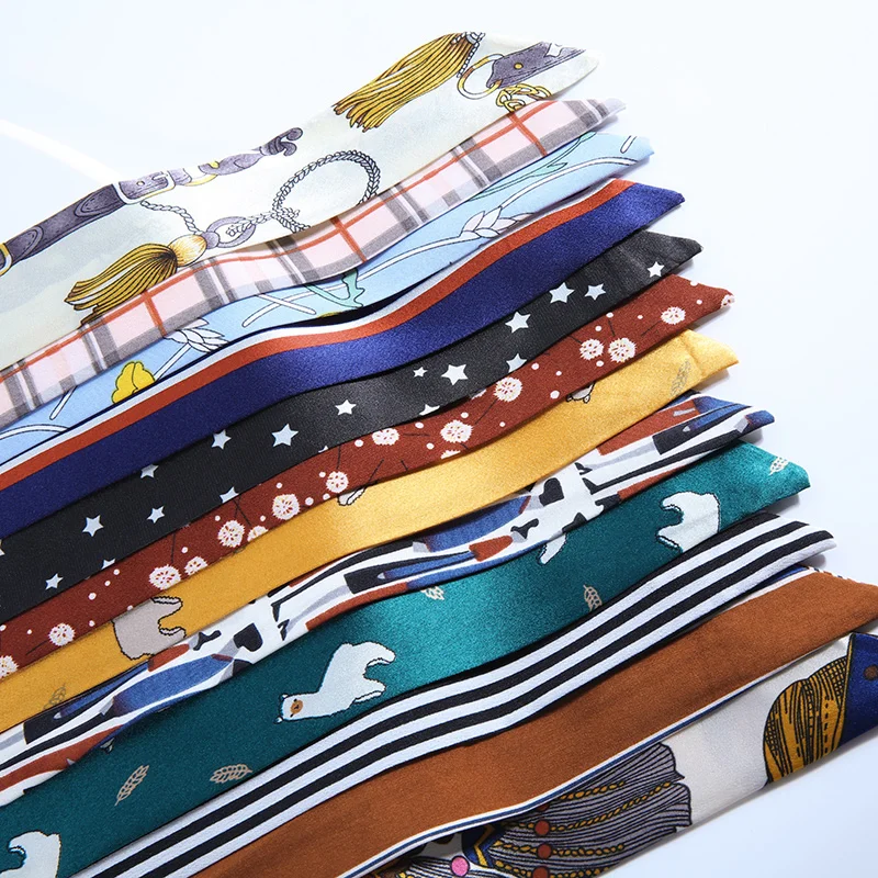 
Wholesale Fashion Printing Long Strip scarf Decorative Silk Scarf 