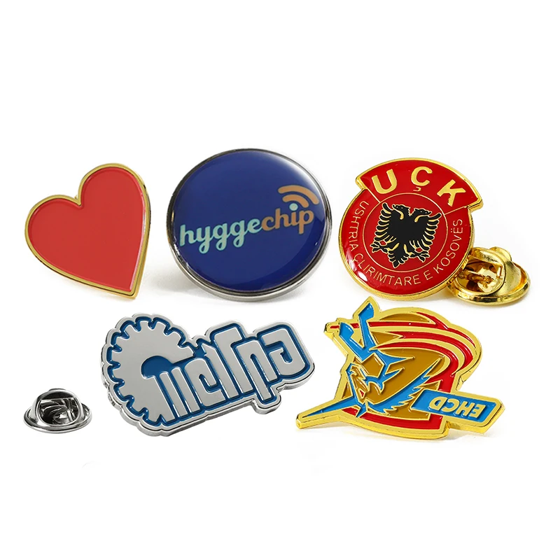 Wholesale Gold Silver Enamel Pin Custom Design Logo Letter Various Badge Pin Business Gifts Resin Epoxy Lapel Pins for Suit Men