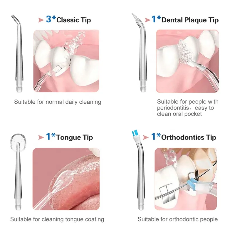 2021 Cordless Dental Electronic Teeth Oral Water Flosser with Big Water Tank USB Rechargeable 3 Mode IPX7 Waterproof