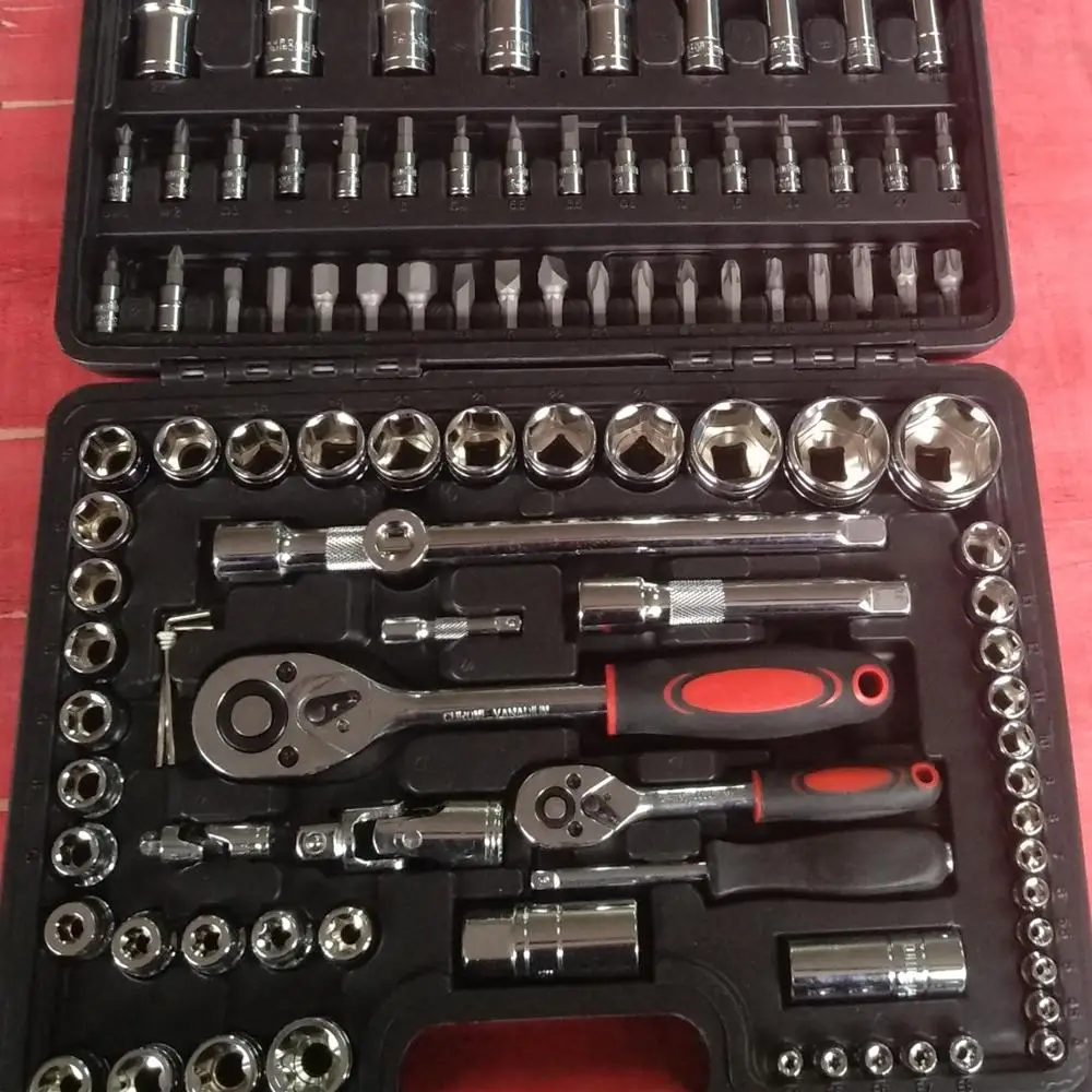 Hot kraft hardware hand tools with 108pcs socket kit with carton box