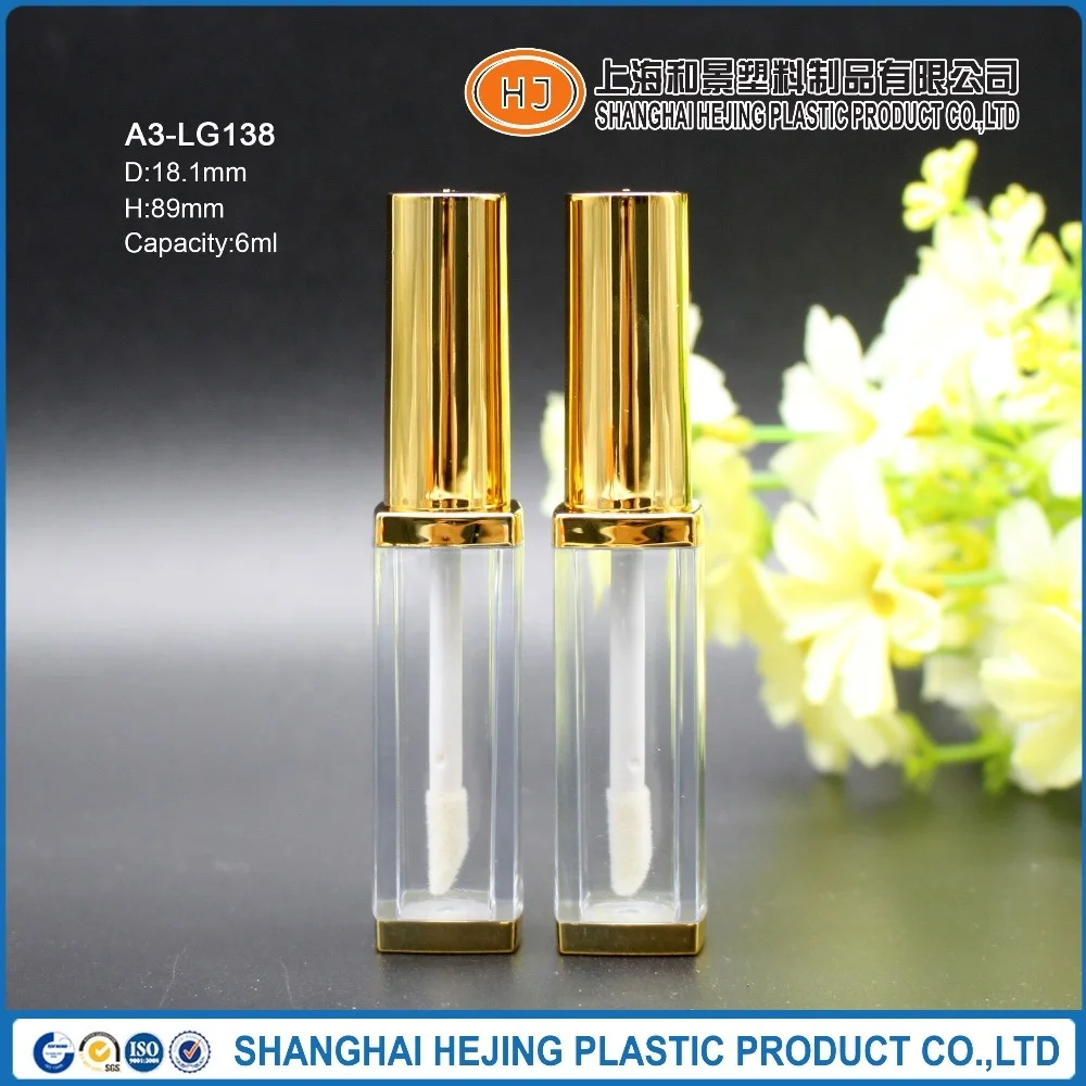 Shiny gold square lip gloss tube