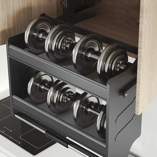 Goldmine Kitchen Cabinet Drawer Pull Out Baskets Double Top Cabinet Condiment Basket Lift Aluminum Steel Kitchen Storage