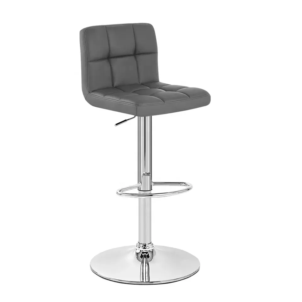 2023 Eu Warehouse Modern Kitchen Counter Chair Set Steel Frame Bar Chairs Height Adjustable White Bar Stools with Footrest