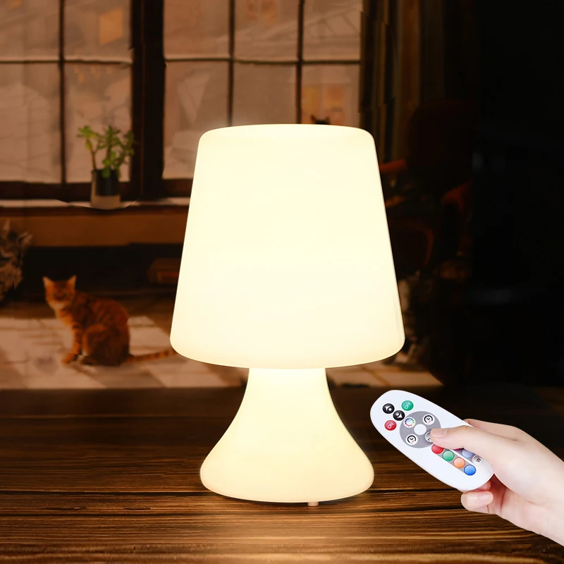 BSCI Factory Custom Eco Friendly PE Plastic Atmosphere RGB Dimmable Color Changing Cordless Rechargeable LED Table Lamp