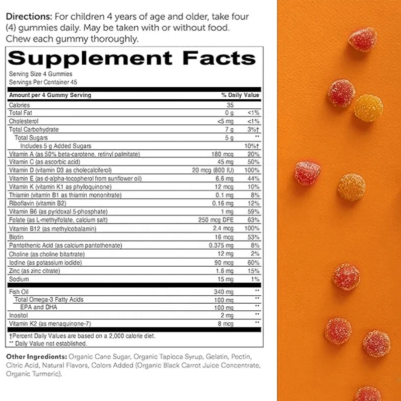 OEM ODM Private Label Kids Bear Vitamin gummies Sugar Free Kids Vitamins supplement Gummy  Multivitamin Gummies for Kids