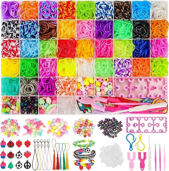 5000+ Rubber Loom Bands Starter Kit 40 Colors Loom Bands Kit for DIY Refill Bracelet Making Craft Kits Gift for Kids