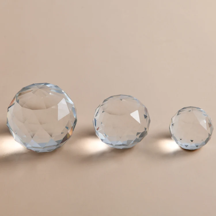 30mm, 40mm, 50mm prism transparent inlaid diamond crystal glass ball furniture handle transparent crystal ball drawer handle