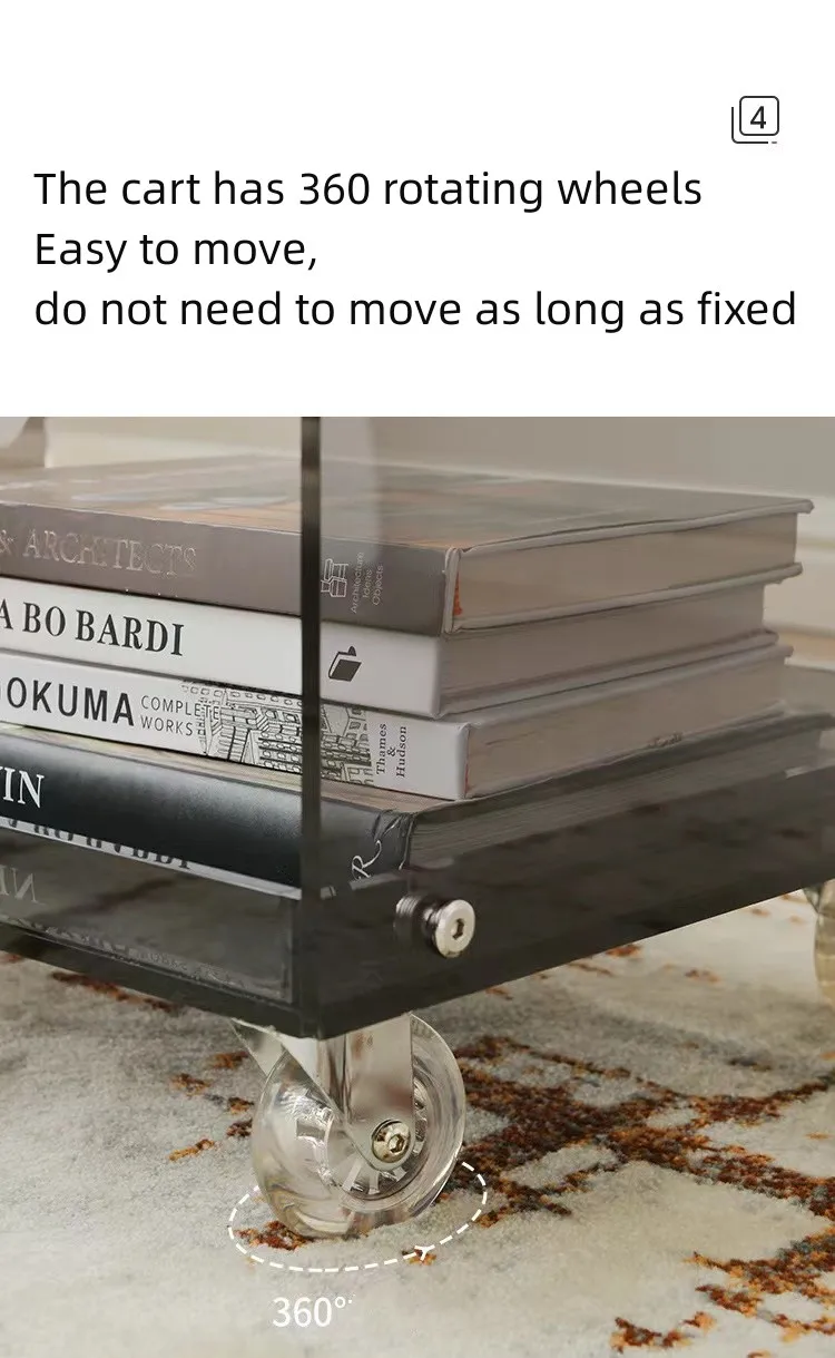 Removable Acrylic Cart Sofa Side Table Snack Storage Rack