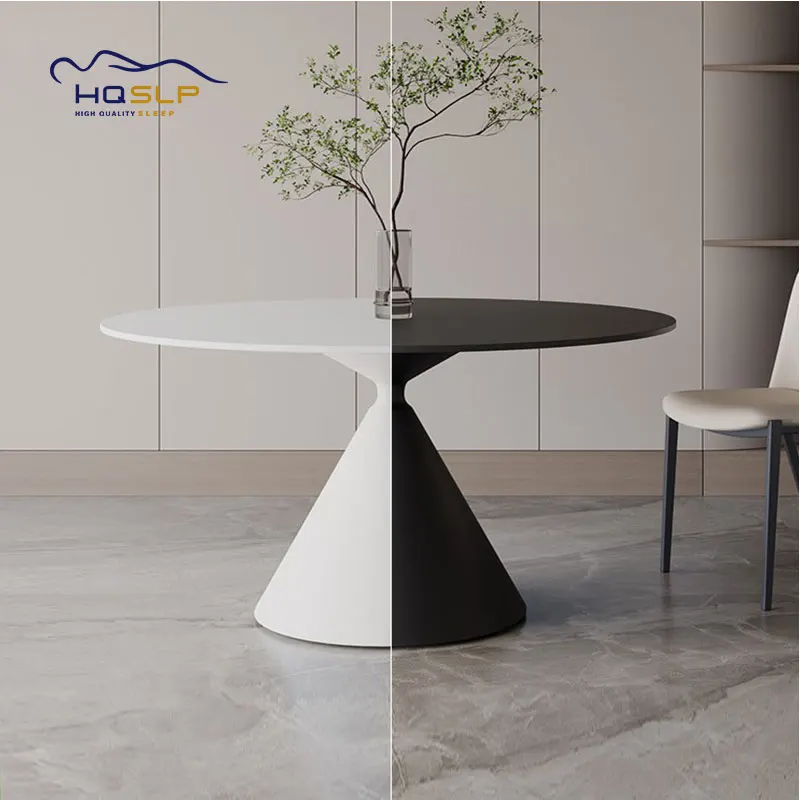 HQSLP White dining table wooden top and legs with modern Leisure Coffee Table for Home and Kitchen