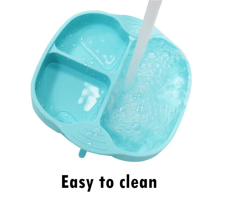 Amazon hot sellings Square Silikon forms kids dinner Dividing  plate for Baby Food Feeder