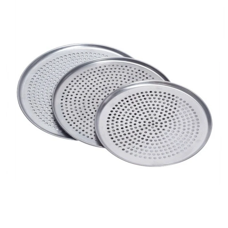 High Quality Aluminum Round Perforated Pizza Pan Flat Baking Tray 12' 14' 16' Pizza Disk Baking Tools
