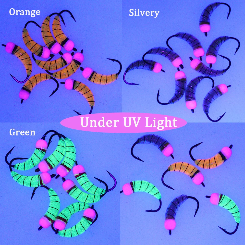 Fly Fishing Brass Bead Head Nymph Scud Bug Ice Fishing Worm Fly Caddis Larvae Insect Baits Trout Bluegill Fishing Lures Baits