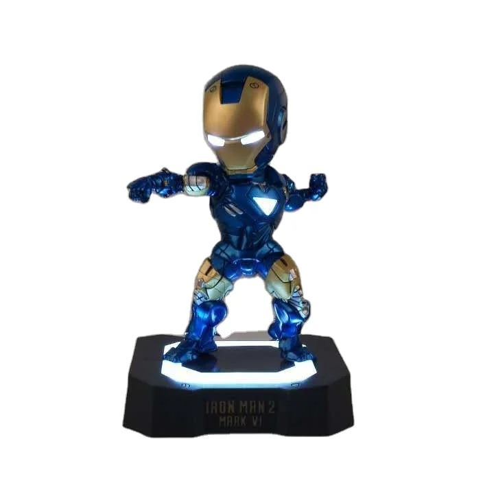 custom made plastic figure toy with led, cartoon character robot figure with lighting, super hero ABS figure with LED eyes