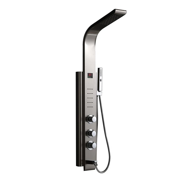 304 Stainless Steel Waterfall Spa Jets Smart Shower Set Nickel Brushed Shower Panel Column Towers