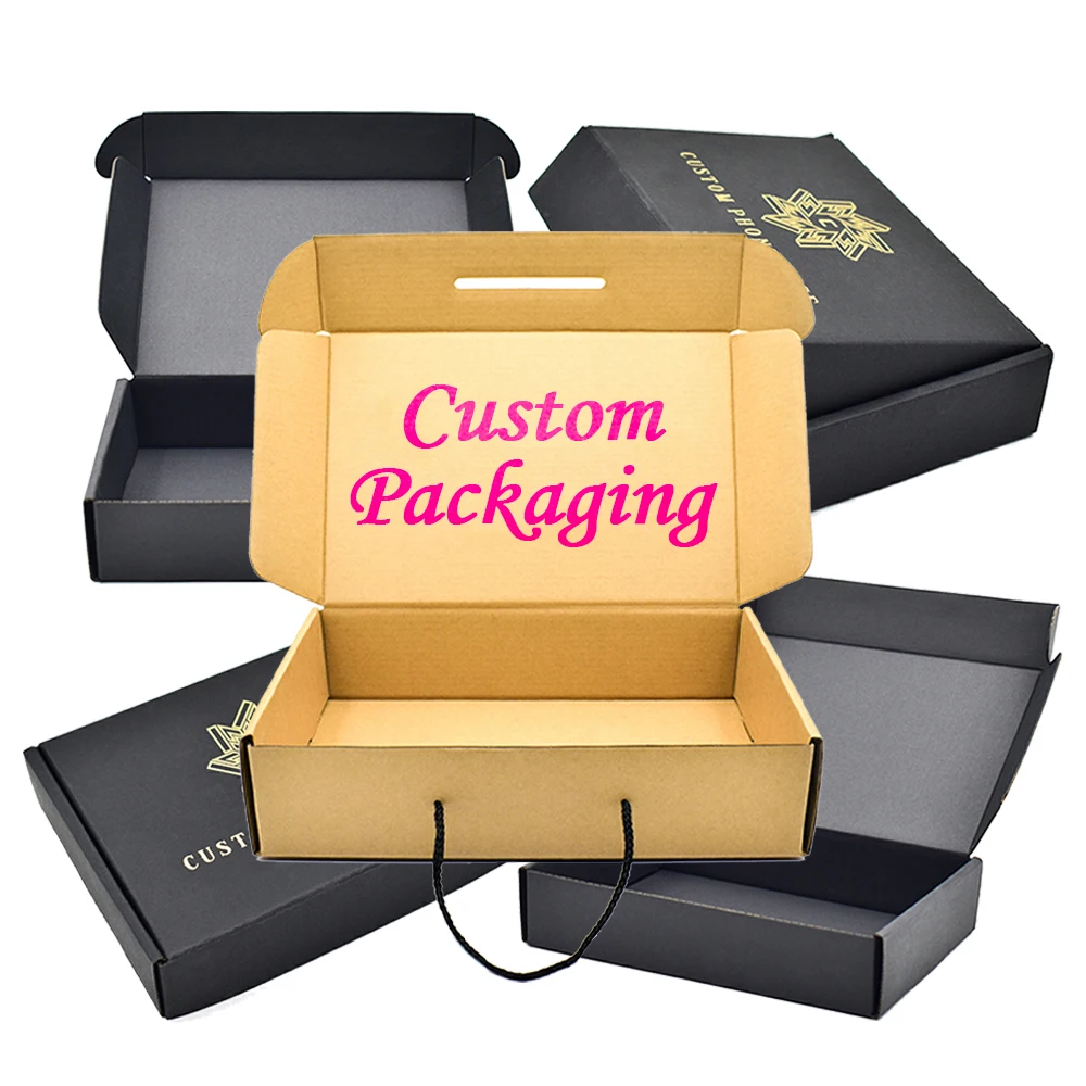 Eco-friendly Custom Logo Printed Black Paper Packaging Boxes with Plastic Window for Electronic Product Cable