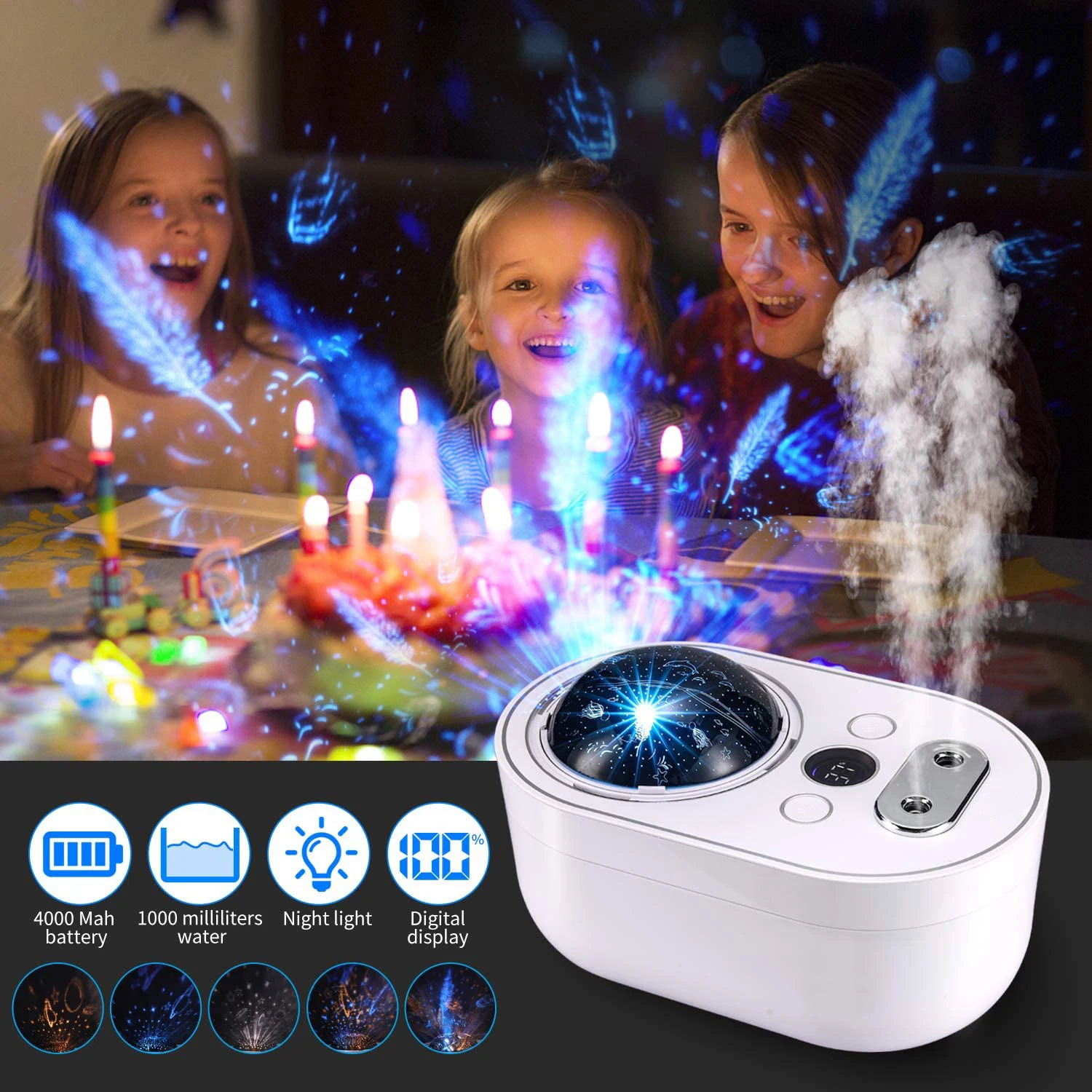 1000ml Large-capacity water tank Christmas gift children night light romantic projector dual outlet personal humidifier