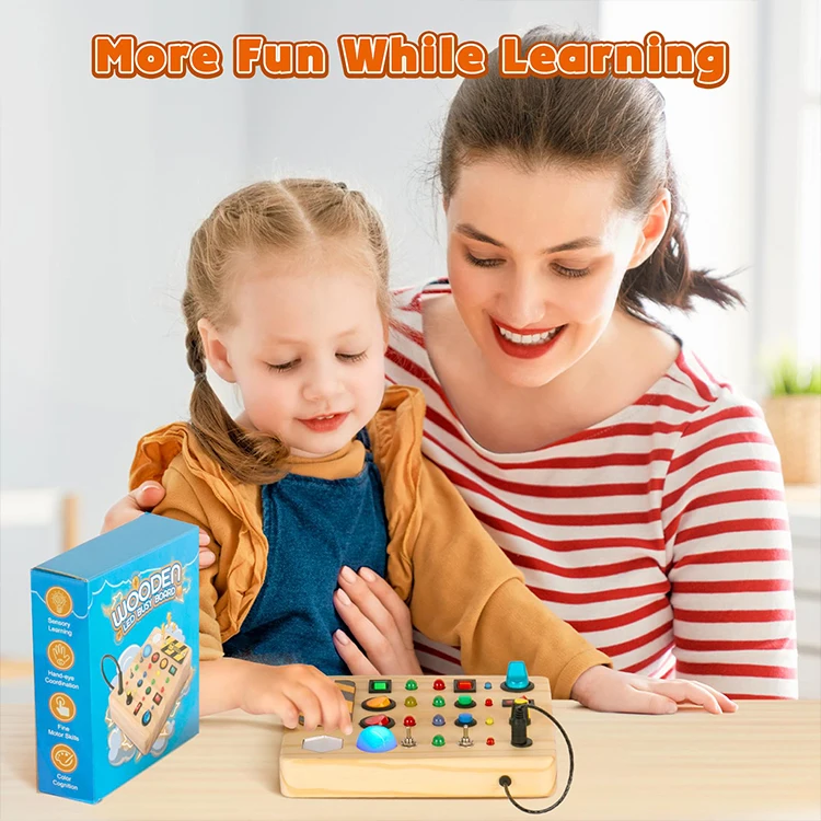 New Busy Board Montessori Toys Educational Toddler Pluggable Wires Wooden Sensory Board Switch Toy for Toddler