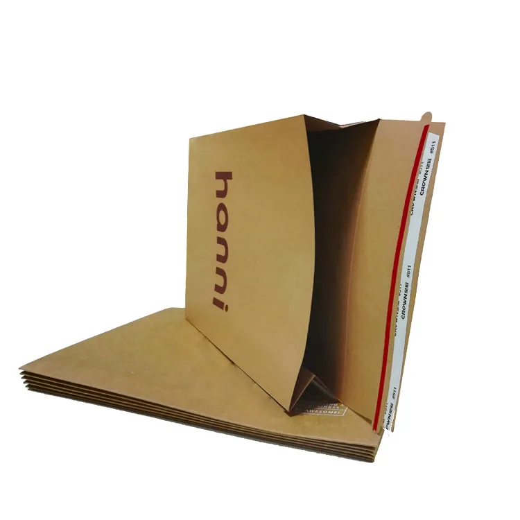 Custom printed cardboard envelope flat expandable packaging mailers brown kraft paper envelope mailing bag