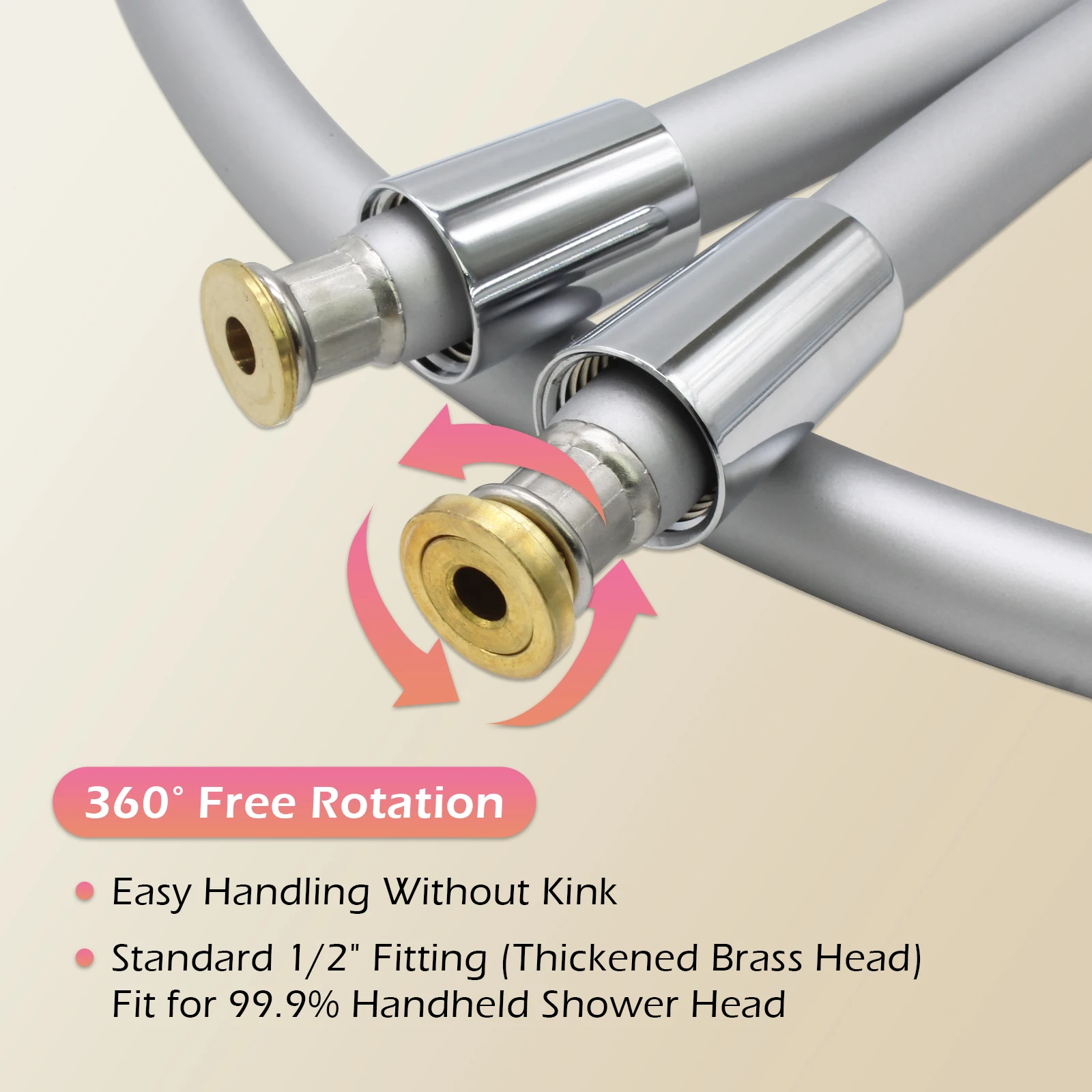 79 Inches Kink-free Anti-Explosion Silicone Shower Hose for Shower Head