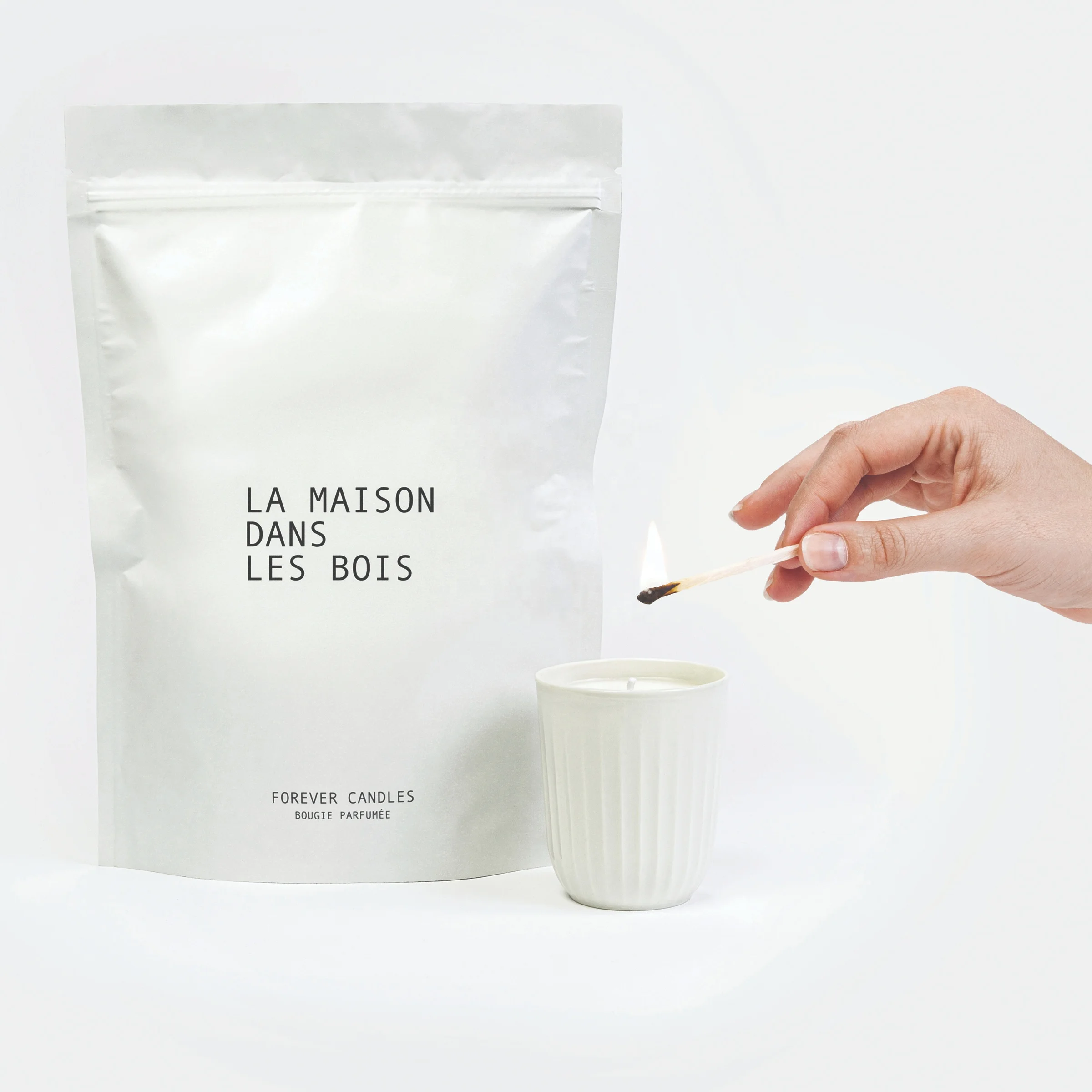 
 Частная марка, белый парфюмерный мешочек для свечей с застежкой-молнией, индивидуальные пакеты для упаковки свечей  