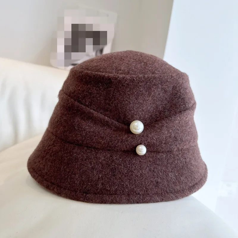 fashion new winter Women Slouchy Beanie bucket Hat 100% Merino wool knitted Baggy Slouch Skull hats cap with pearls