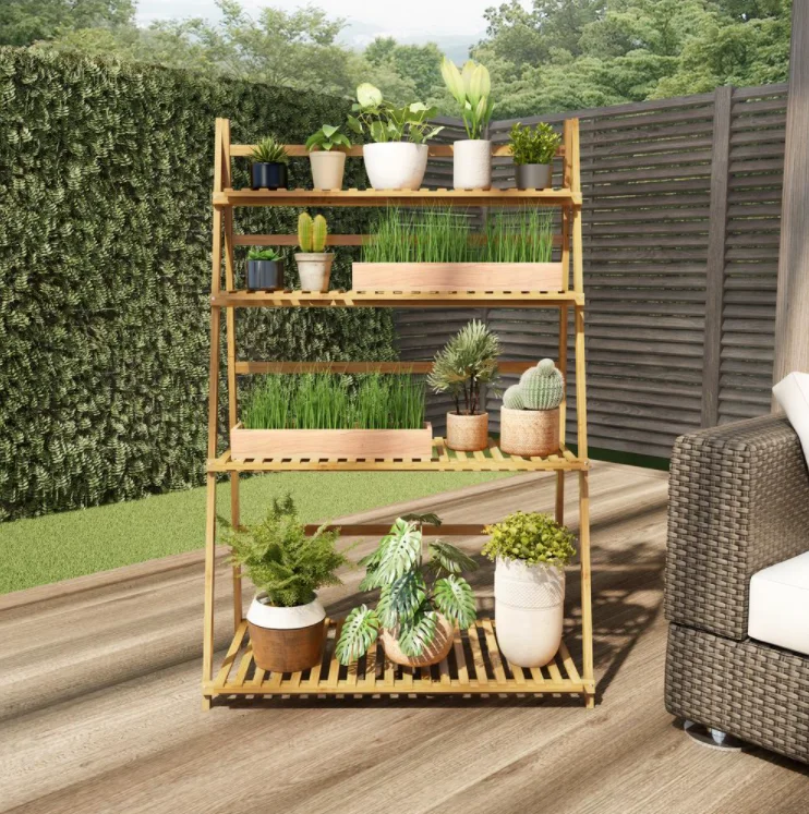 Бамбуковая полка в форме лестницы для хранения в ванной комнате