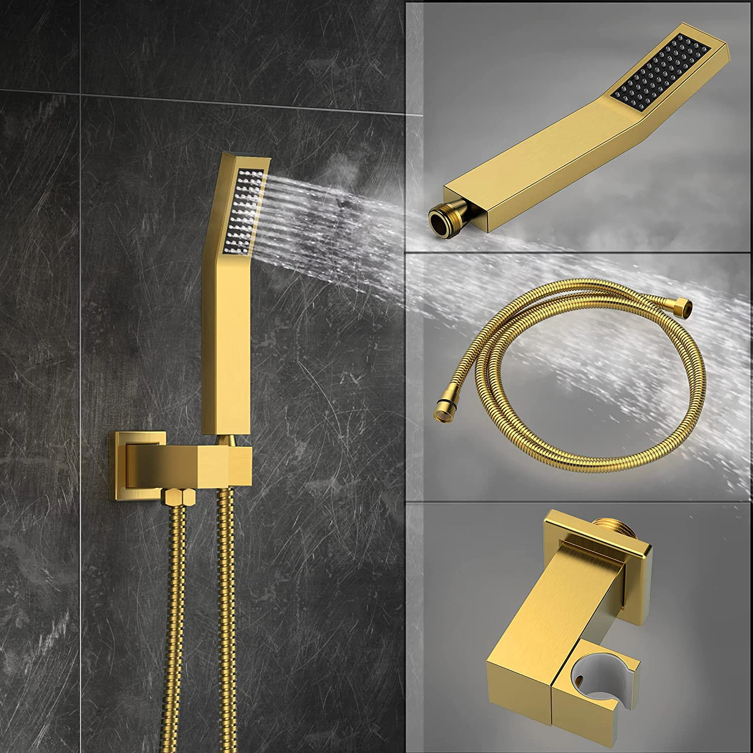Concealed Square Rainfall Shower System Set Bathroom Faucet Luxury Massage Chair Gold Ceramic CLASSIC Chrome Modern Hotel 1 Set
