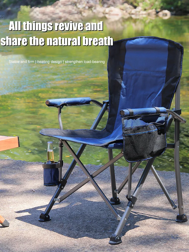 New Outdoor Winter Use Hrated Folding Chairs High Load Bearing Capacity Lightweight Easy to Carry Metal stool With Cup Holder