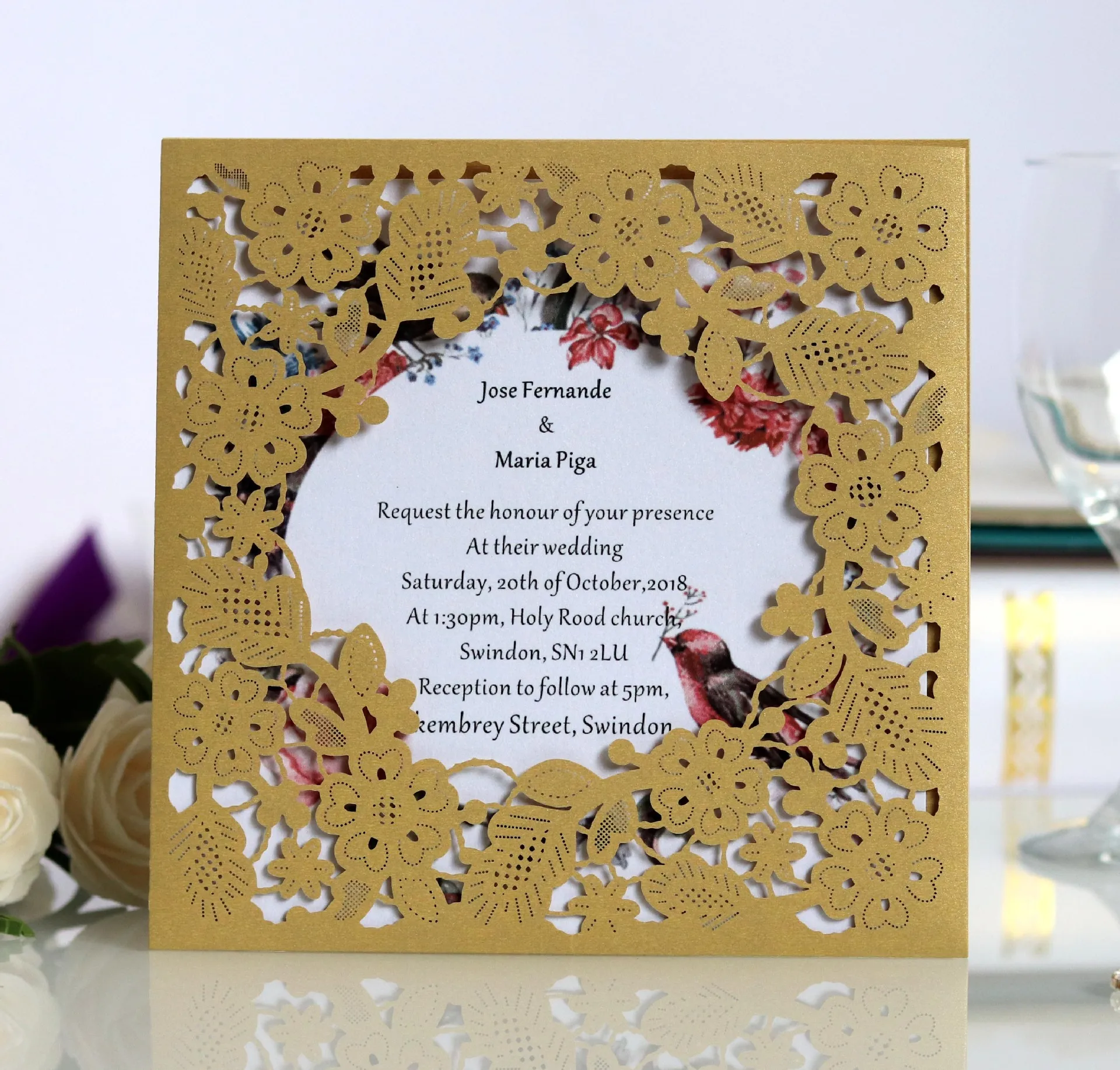Favor products 2022 amazon Folded Laser Cut faire part mariage invit Festival Greetings cards designs luxury Wedding Invitations