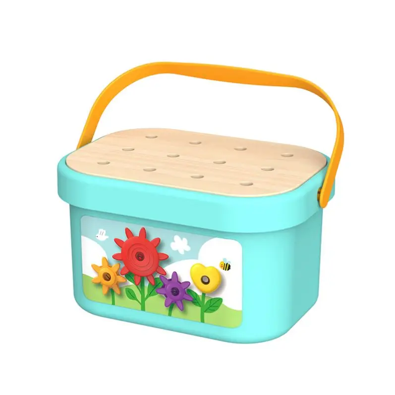 2024 Wooden Multi-functional Rainbow Stacking Pattern Peg Gear Toy Box Puzzle Montessori Toys for Kids