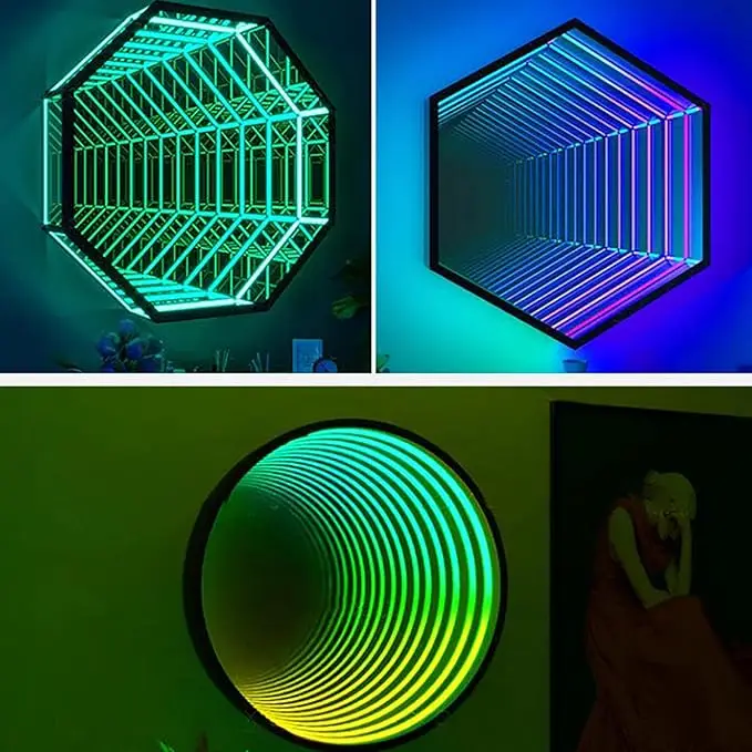LED Infinity Mirror Light RGB App-Enabled Glass 3d Infinity Mirror Art Light 3d mirror for Party Decorations party novelties