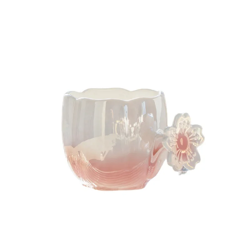Wholesale New Fashion Flower Shaped Cute MIlk Cup Ceramic Coffee Mugs With The Scoop