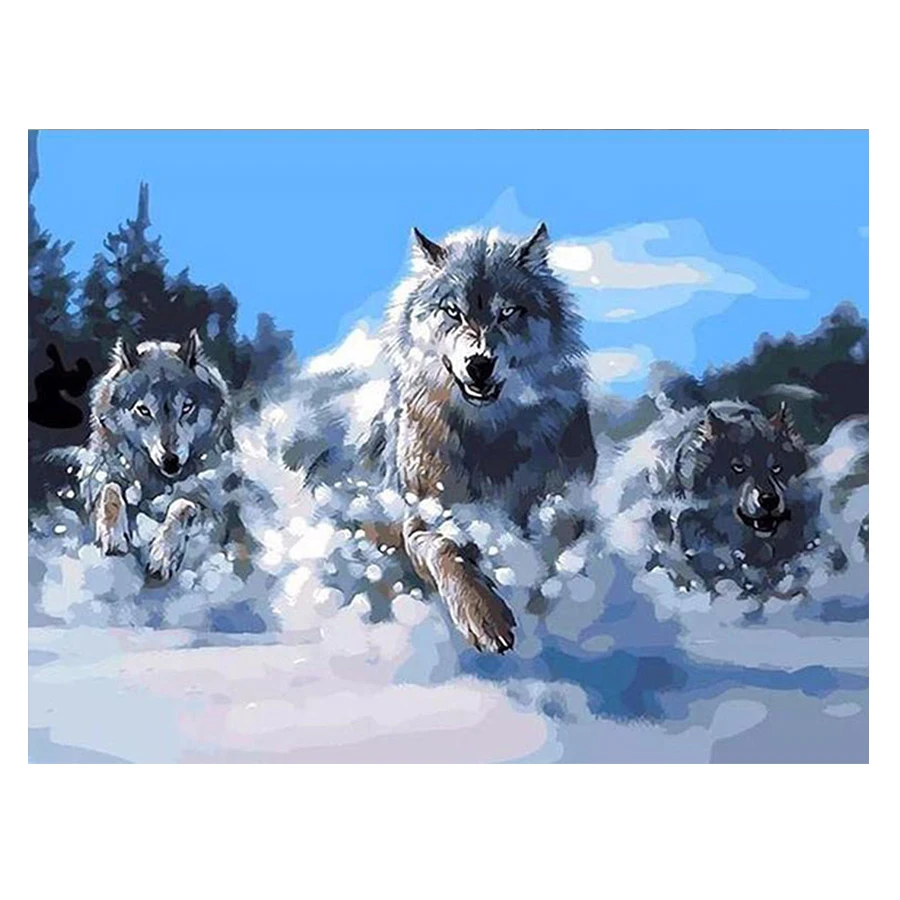 
New products animal snow and ice Wolf king oil painting DIY digital painting living room decorative wall art 